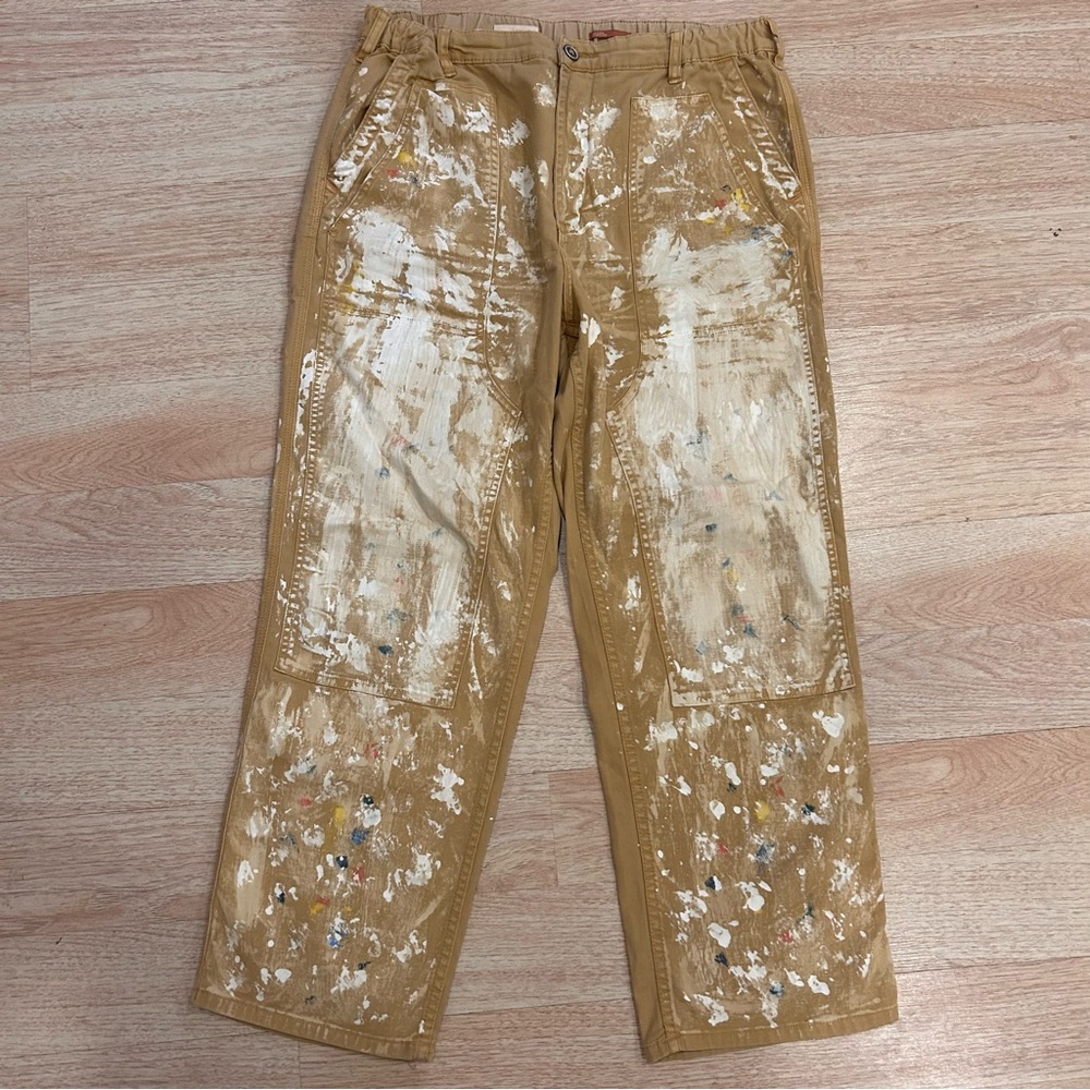 Pilcro Wonens Tan The Roamer Pants with Paint Accents Size 32